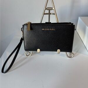 Michael Kors Black Pebbled Leather Cell Phone Wristlet